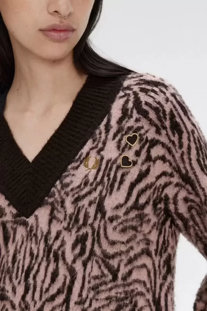 Zebra-Strickkleid für Damen