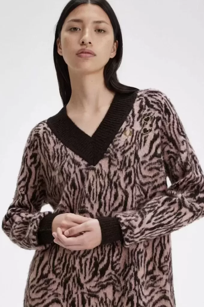 Zebra-Strickkleid für Damen